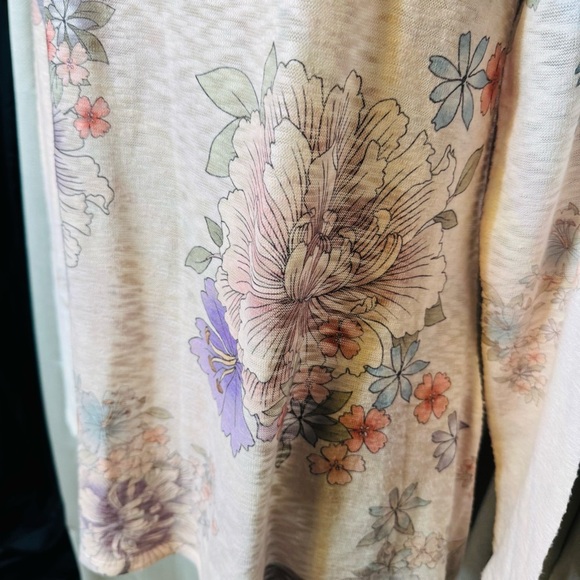 Cupio Purple and Cream Asymmetrical or Shark Bite Hem Long Sleeve Tunic Large - Picture 8 of 10